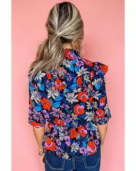 Azura Exchange Ruffle Peplum Top S синий