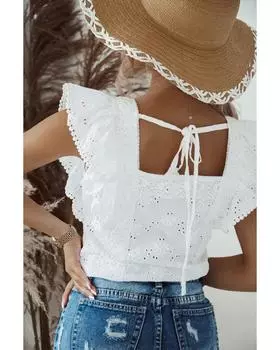 Azura Exchange Ruffle Sleeve Blouse XL белый