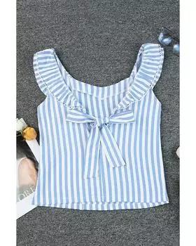 Azura Exchange Ruffle Trim Tank Top L синий