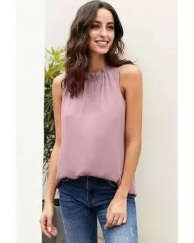 Azura Exchange Ruffle Trim Tank Top S розовый