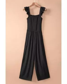 Azura Exchange Ruffled Sleeveless Wide Leg Jumpsuit S чёрный