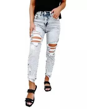 Azura Exchange Рваные узкие джинсы 16 US небесно-голубой