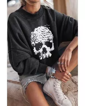 Azura Exchange Scenery Skull Halloween Graphic Sweatshirt L чёрный