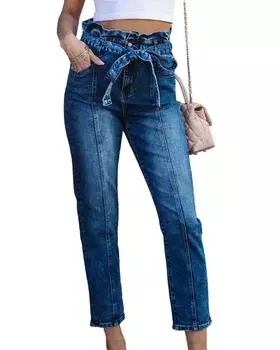 Azura Exchange Seamed Stitching High Waist Knot Skinny Jeans 12 US синий
