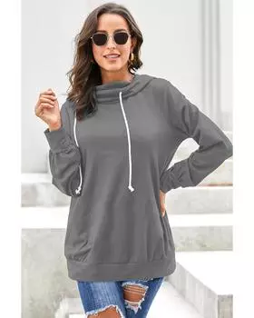 Azura Exchange Серая толстовка с длинным рукавом и шнурком-веревкой L серый