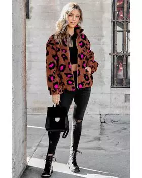 Azura Exchange Куртка из шерпы Тедди XL леопардовый