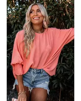 Azura Exchange Shift Top with Smocked Wrist S розовый