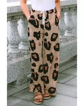 Azura Exchange Широкие брюки с завязками S леопардовый