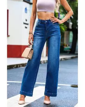 Azura Exchange Широкие джинсы с высокой посадкой 14 US синий