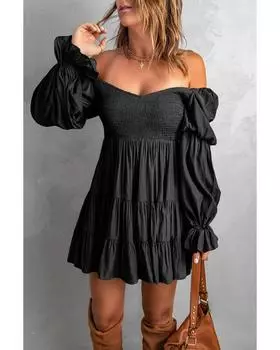 Мини-платье Azura Exchange с оборками и сборками S чёрный