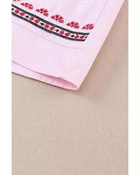 Azura Exchange Шорты с вышитыми цветочными кисточками S розовый