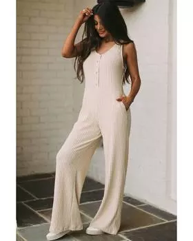 Azura Exchange Комбинезон без рукавов с широкими штанинами и карманами L абрикосовый