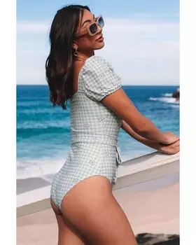 Azura Exchange Слитный купальник с квадратным вырезом и узлом на талии L серый