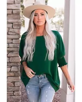 Azura Exchange Smocked Wrist Shift Top S зелёный