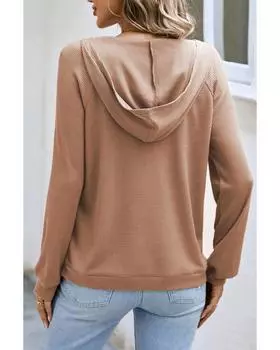 Azura Exchange Дымчато-серый вафельный трикотажный топ с рукавом реглан и полумолнией M дым/серый