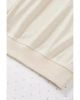 Azura Exchange Вязаный топ с V-образным вырезом на кнопках 2XL бежевый