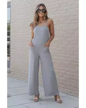 Azura Exchange Комбинезон на бретельках с широкими штанинами и боковыми карманами XL серый