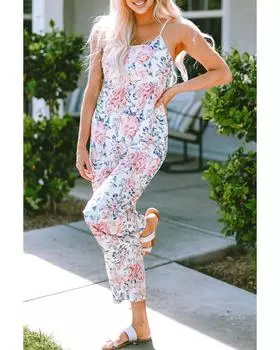 Azura Exchange Комбинезон с широкими штанинами и бретельками S белый