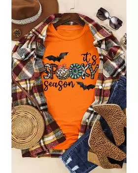 Azura Exchange Spooky Season Graphic Print T-Shirt L оранжевый