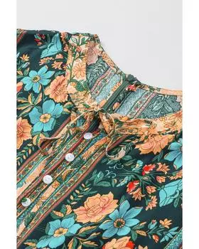 Azura Exchange Весенний цветочный комбинезон с короткими рукавами и разноцветными пуговицами M разноцветный