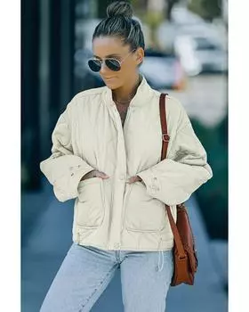 Azura Exchange Stand Collar Quilted Liner Jacket 2XL хаки