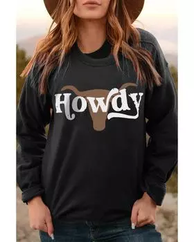 Azura Exchange Steer Head Print Long Sleeve Sweatshirt S чёрный