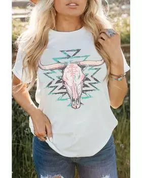 Azura Exchange Steer Skull Graphic T-Shirt M белый