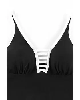 Azura Exchange Strappy V Neck Side Split Swimdress L чёрный