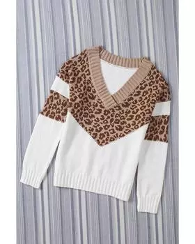 Azura Exchange Свитер-пуловер с открытыми плечами M леопардовый