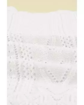 Azura Exchange Свитер с кружевной вязкой S белый