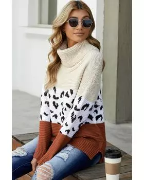 Azura Exchange Свитер с водолазкой массивной вязки L абрикосовый