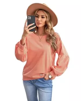 Azura Exchange Свитшот-пуловер с лоскутным рукавом L оранжевый