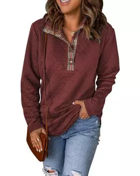 Azura Exchange Свитшот с геометрической текстурой и клетчатой отделкой 2XL красный