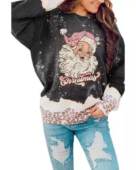 Azura Exchange Свитшот с графическим принтом «Леопард» S чёрный