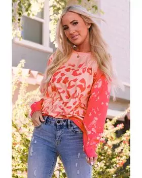 Azura Exchange Свитшот с принтом гепарда L розовый