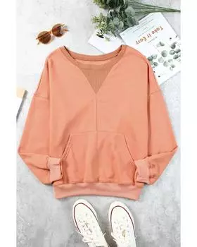 Azura Exchange Свитшот с заниженными плечами и карманом-кенгуру L красный