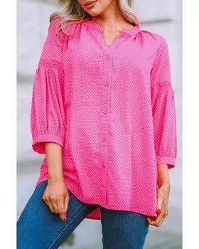 Azura Exchange Свободная рубашка с принтом в горошек и рукавами 3/4 L розовый