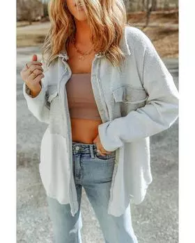 Azura Exchange Свободная серая куртка с карманами-клапанами M серый