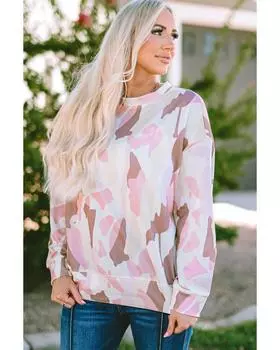 Azura Exchange Свободный свитшот с круглым вырезом и геометрическим принтом XL розовый