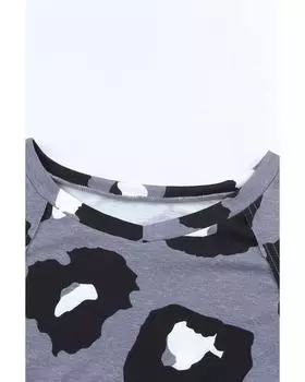 Azura Exchange Свободный топ с длинными рукавами и леопардовым принтом M серый