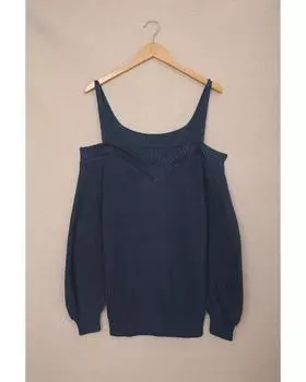 Azura Exchange Темно-синий свитер с росой на плечах 2XL синий