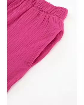 Azura Exchange Фактурные брюки-клеш с высокой талией и оборками M ярко-розовый