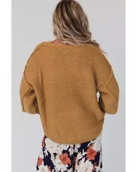 Azura Exchange Textured Knit Loose Sweater M коричневый