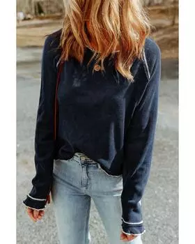 Azura Exchange Текстурированный топ с длинными рукавами L синий