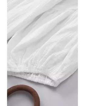 Azura Exchange Текстурированная блузка Babydoll с V-образным вырезом и рукавами-браслетами S белый