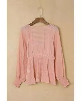 Azura Exchange Текстурированная блузка с завязками спереди и баской M розовый