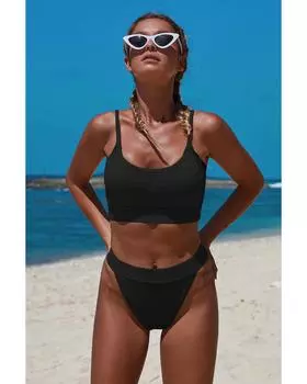 Azura Exchange Текстурированный комплект бикини-кроп M чёрный