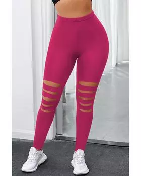 Azura Exchange Tie Dye Hollow Out Fitness Leggings S розовый