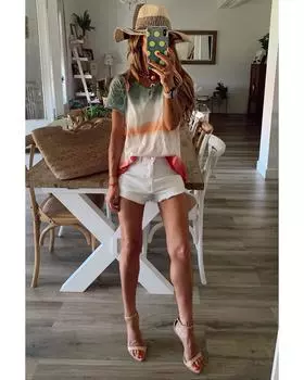 Azura Exchange Футболка с V-образным вырезом и принтом тай-дай S разноцветный