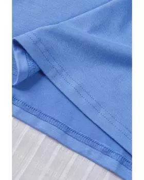 Azura Exchange Вязаный топ с многоуровневыми кружевными рукавами 2XL небесно-голубой